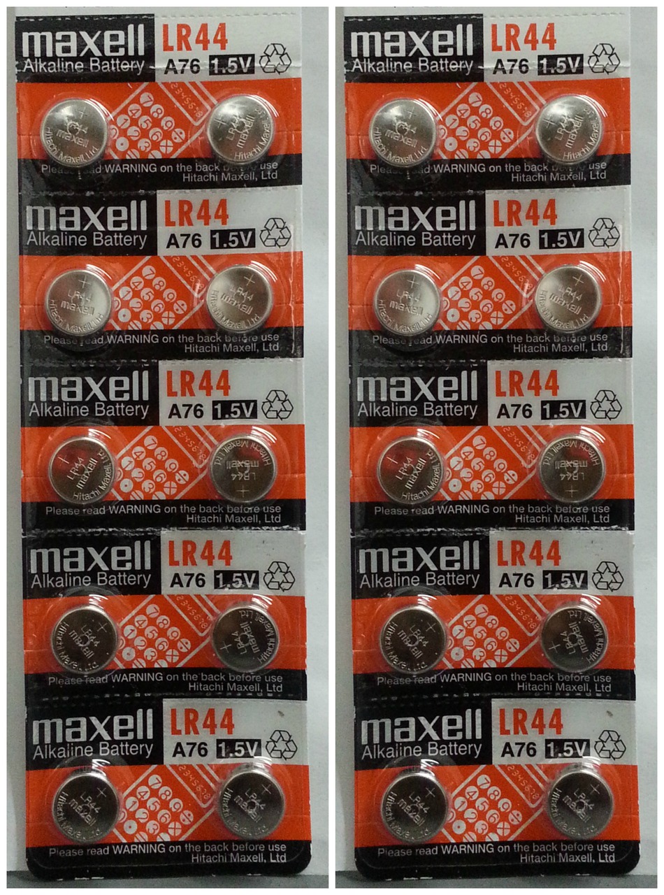 Maxell LR44 - A76 Alkaline Button Battery 1.5V - 20 Pack + FREE SHIPPING!