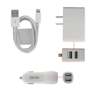 DUAL PORT USB HOME/CAR CHARGE W/ APPLE CABLE COMBO + FREE SHIPPING