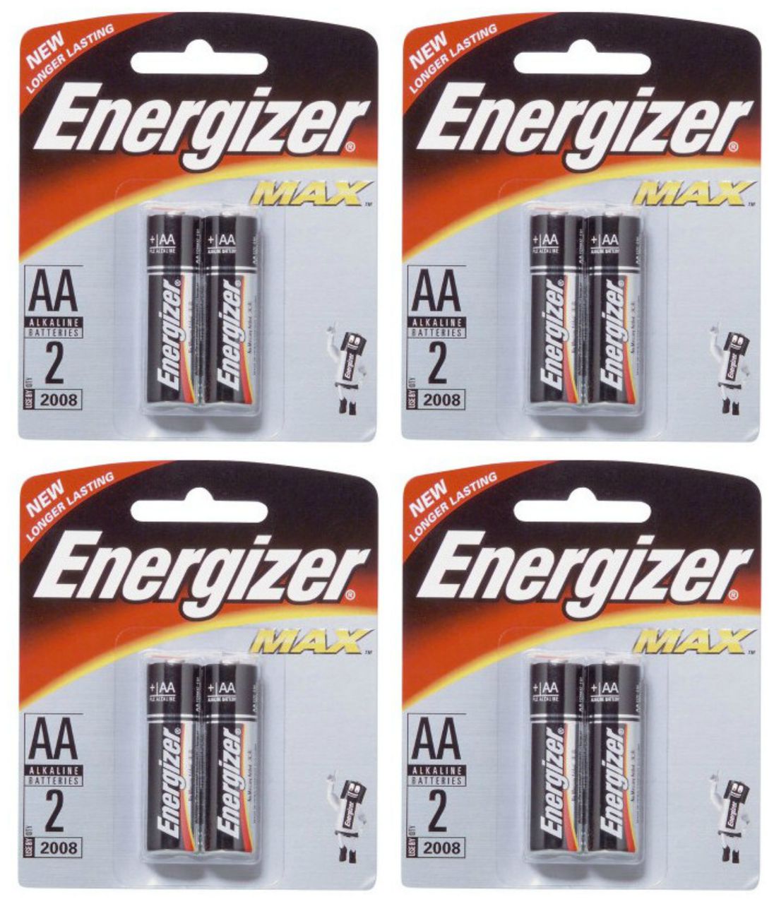 Energizer Max AA - 2 Pack Retail Carded - 4 Cards + Free Shipping