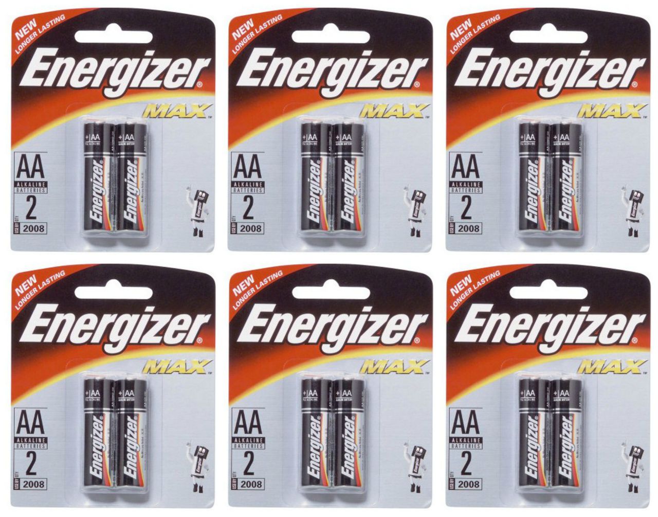 Energizer Max AA - 2 Pack Retail Carded - 6 Cards + Free Shipping