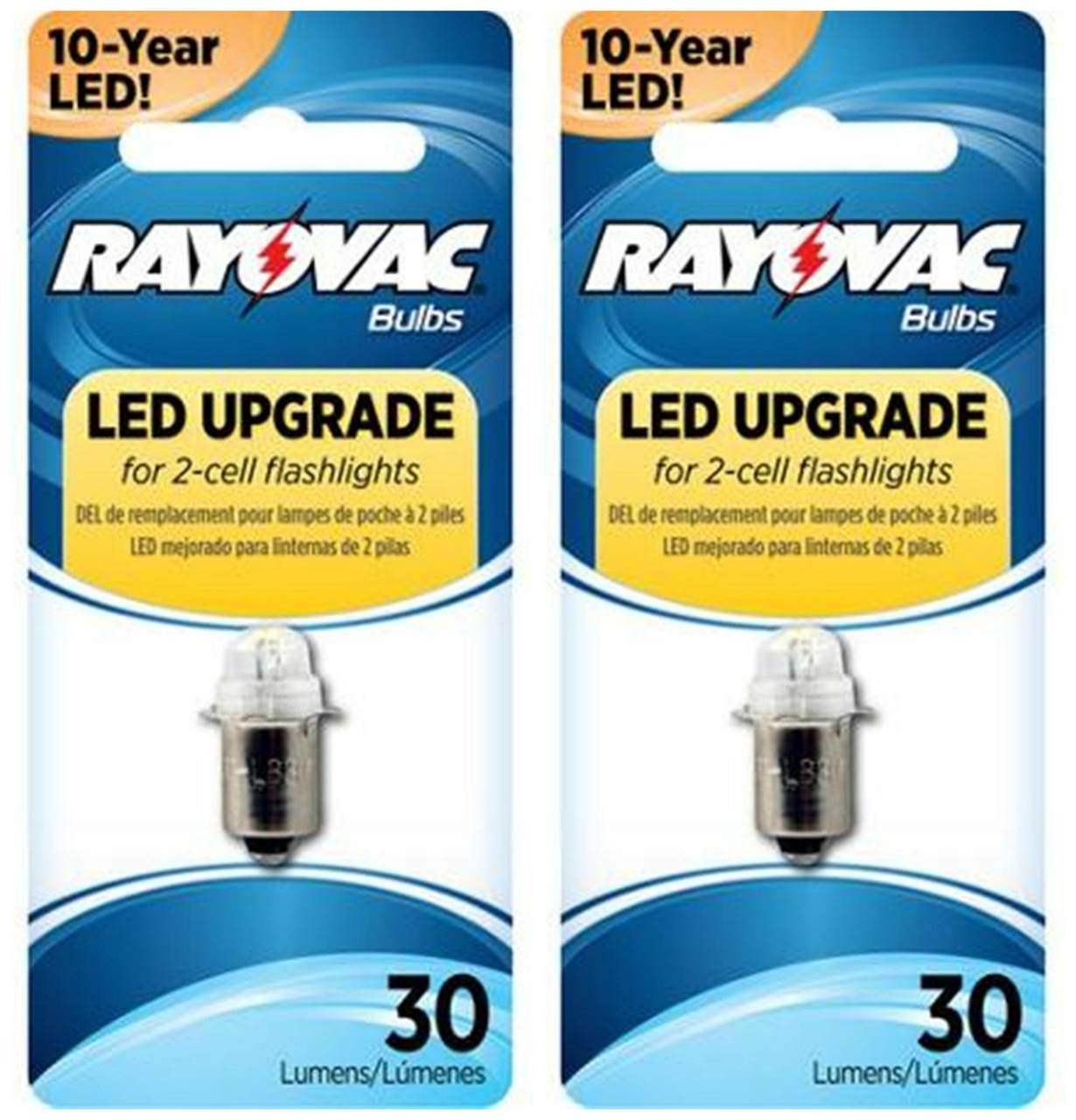 Rayovac LED Upgrade Bulb For 2-Cell Flashlights 3VLED-1T -2 Pack + FREE SHIPPING!