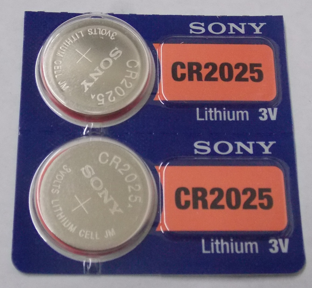 Sony CR2025 3V Lithium Coin Battery - 2 Pack - FREE SHIPPING!