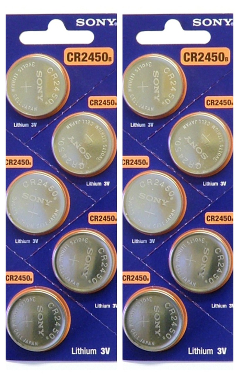 Sony CR2450 3V Lithium Coin Battery - 10 Pack - FREE SHIPPING