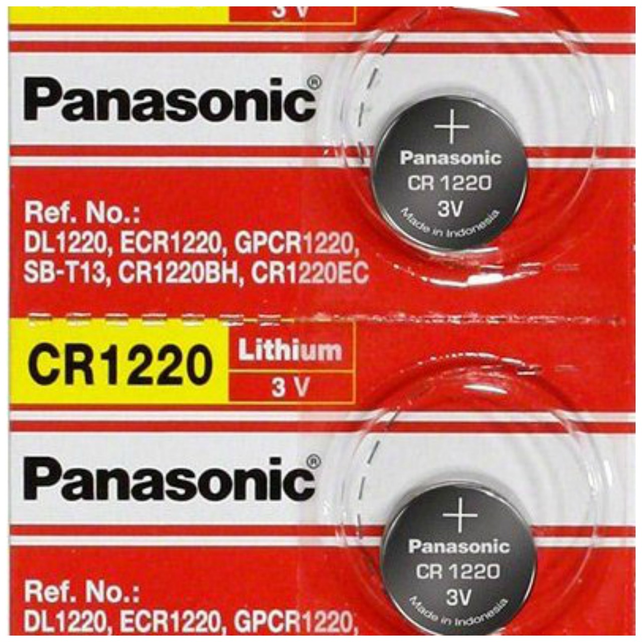 Panasonic CR1220 3V Lithium Coin Battery - 2 Pack + FREE SHIPPING!