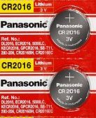 Panasonic CR2016 3V Lithium Coin Battery - 2 Pack + FREE SHIPPING!