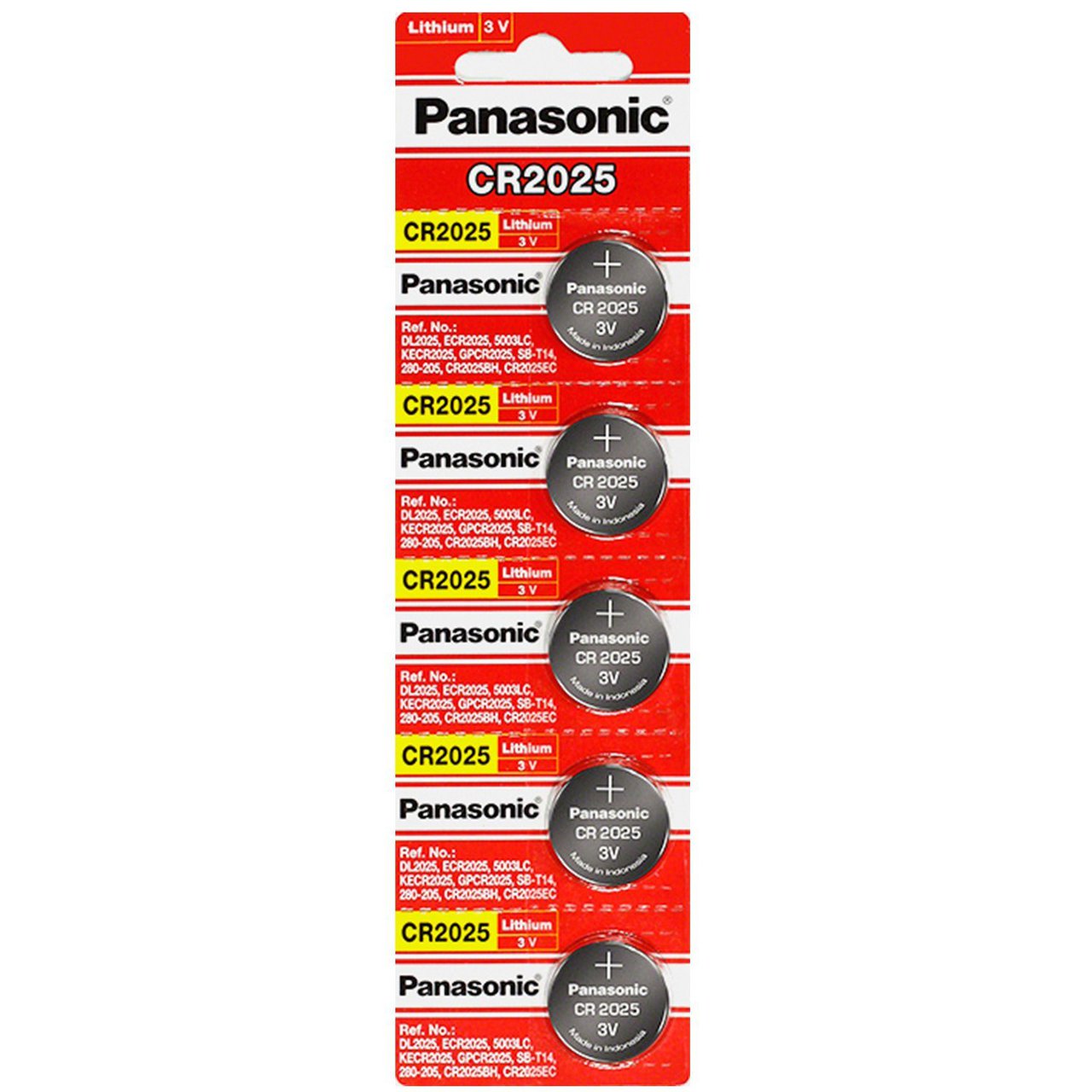 Panasonic CR2025 3V Lithium Coin Battery - 5 Pack + FREE SHIPPING!