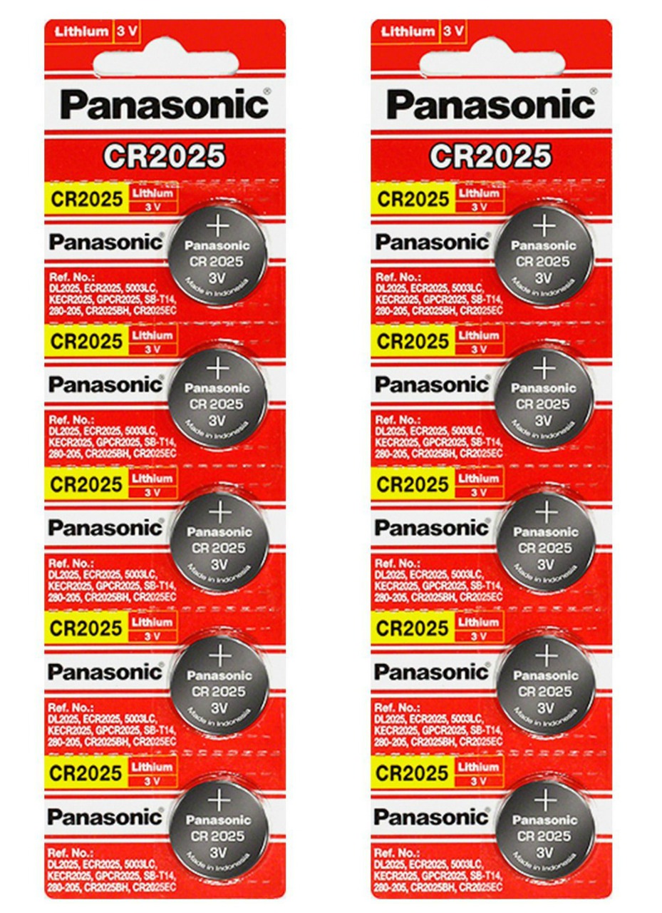 Panasonic CR2025 3V Lithium Coin Battery - 10 Pack + FREE SHIPPING!