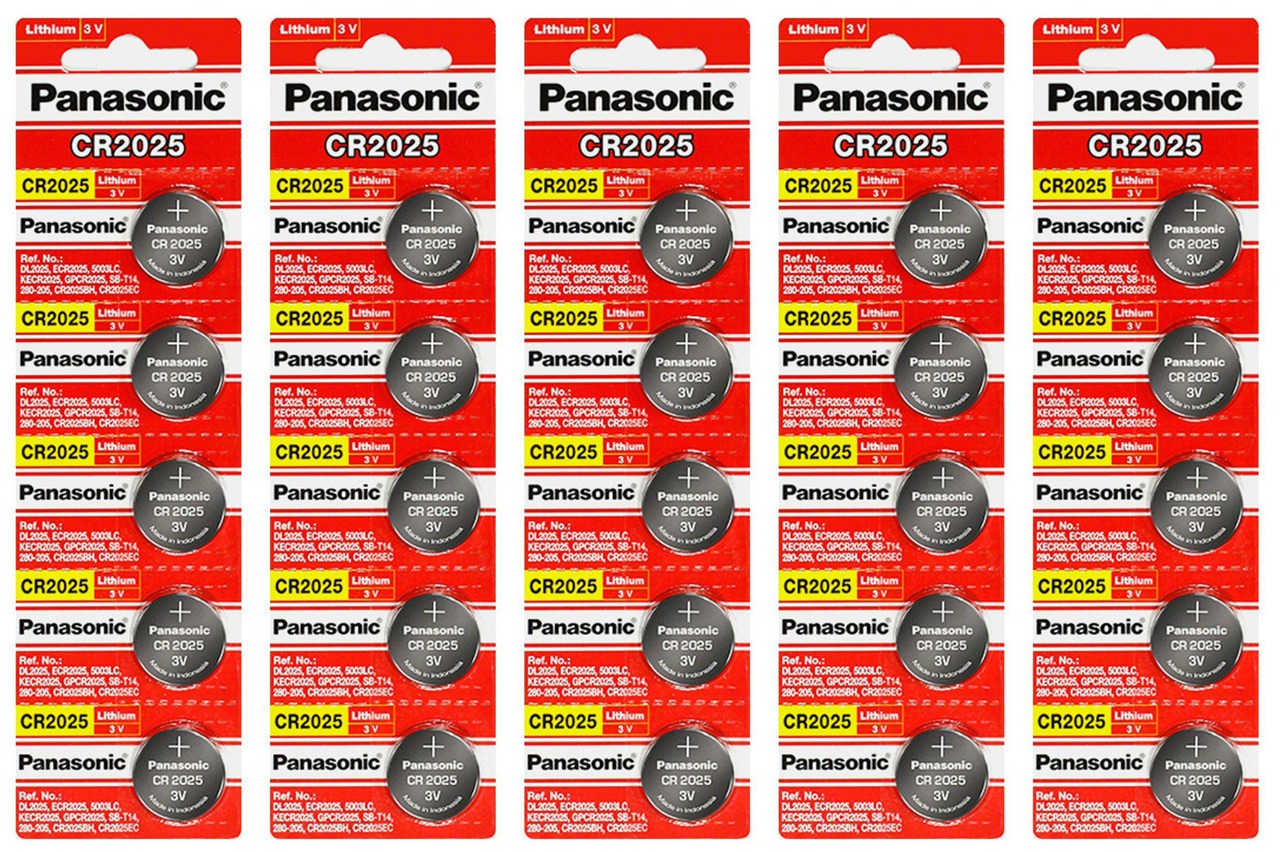 Panasonic CR2025 3V Lithium Coin Battery - 50 Pack + FREE SHIPPING!