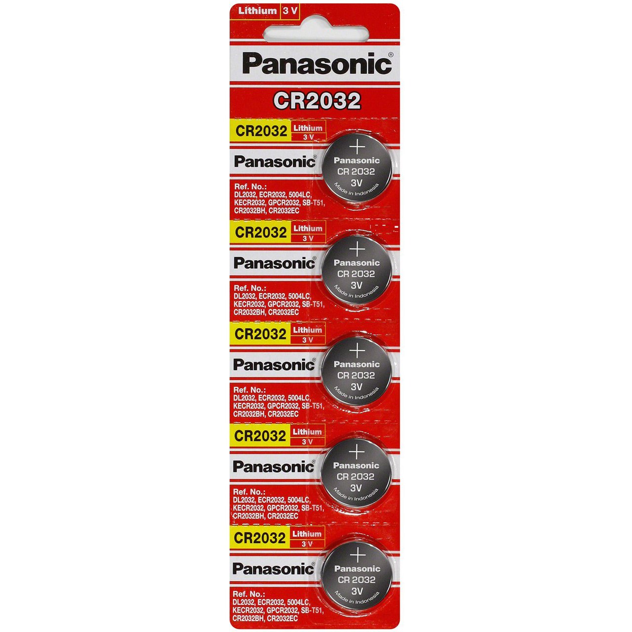 Panasonic CR2032 3V Lithium Coin Battery - 5 Pack + FREE SHIPPING!