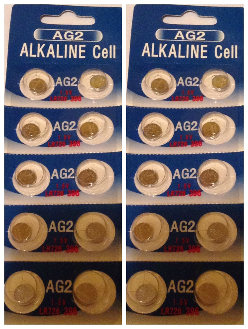 AG2 / LR726 Alkaline Button Watch Battery 1.5V - 20 Pack - FREE SHIPPING