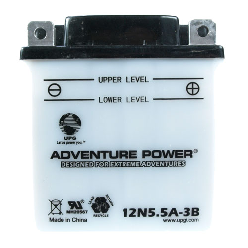 12N5.5A-3B 12 Volt 5.5 Amp Hrs Conventional Power Sport Battery