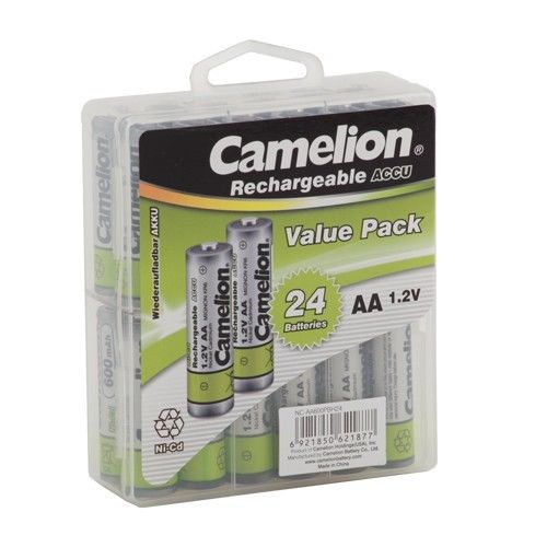 Camelion AA Rechargeable NiCD Batteries 600mAH 24 Pack  + FREE SHIPPING!