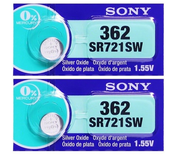 Sony 362/361 - SR721 Silver Oxide Button Battery 1.55V - 2 Pack + FREE SHIPPING!