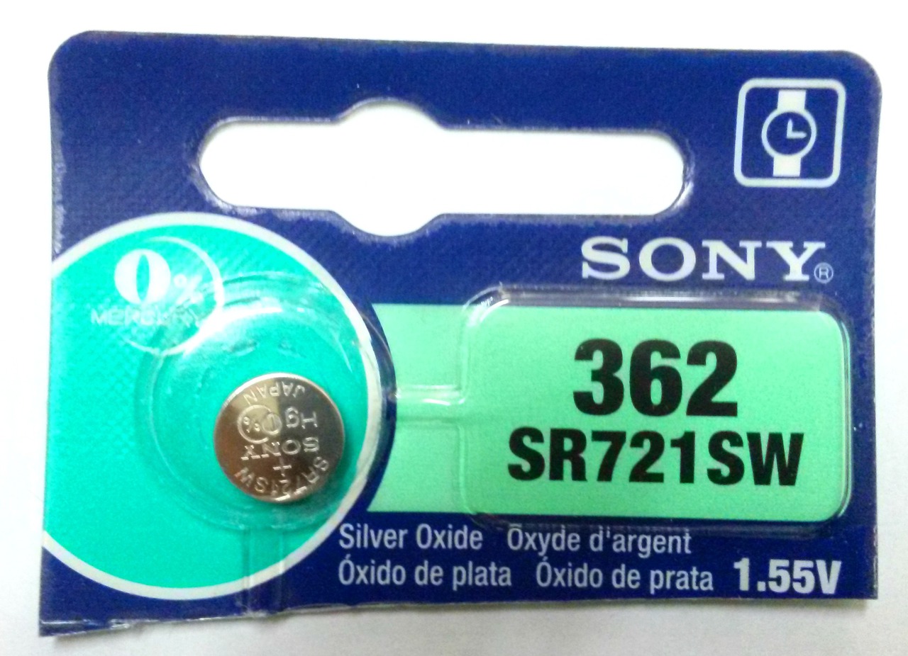 Sony 362/361 - SR721 Silver Oxide Button Battery 1.55V -1 Pack + FREE SHIPPING!