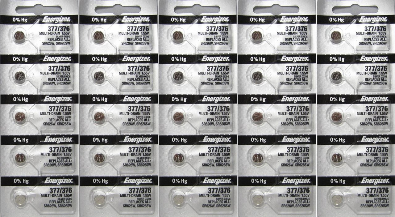 Energizer 377/376 - SR626 Silver Oxide Button Battery 1.55V - 50 Pack + FREE SHIPPING
