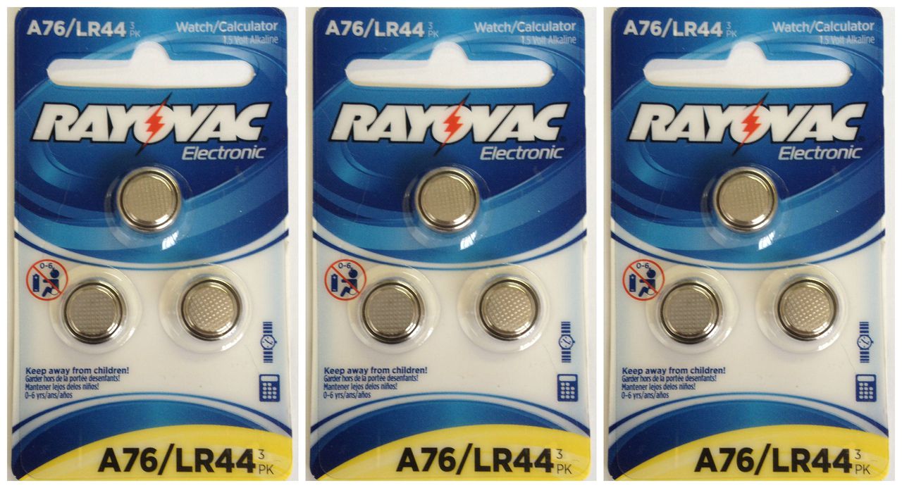 Rayovac A76 / LR44 - A76 Alkaline Button Battery 1.5V - 12 Pack On Retail Cards + FREE SHIPPING!