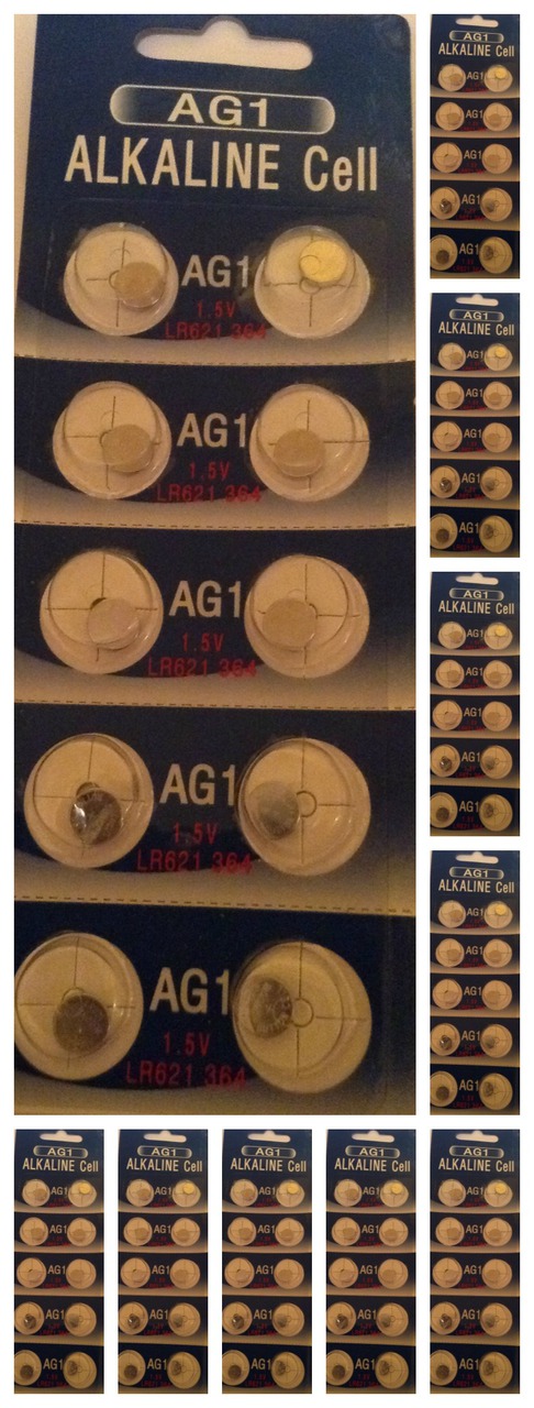 AG1 / LR621 Alkaline Button Watch Battery 1.5V - 100 Pack - FREE SHIPPING