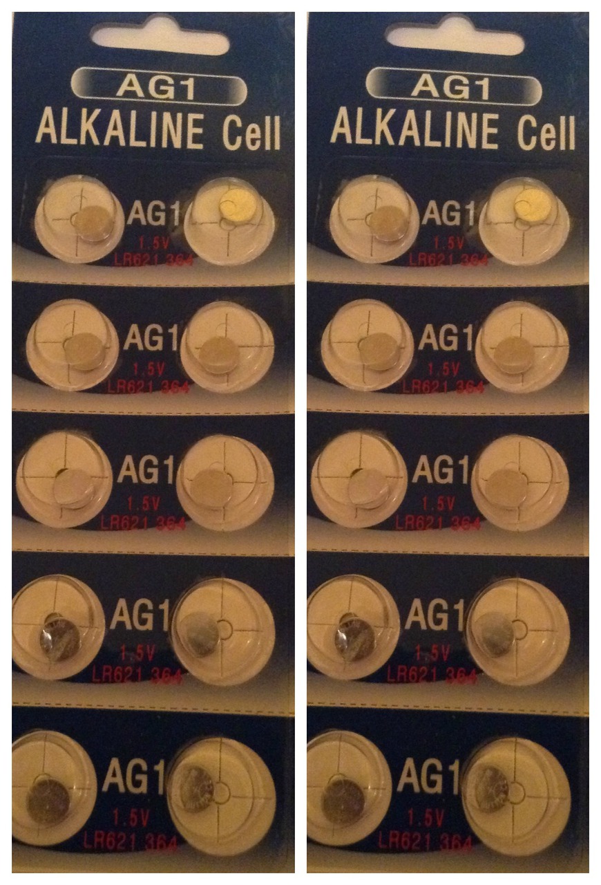AG1 / LR621 Alkaline Button Watch Battery 1.5V - 20 Pack - FREE SHIPPING
