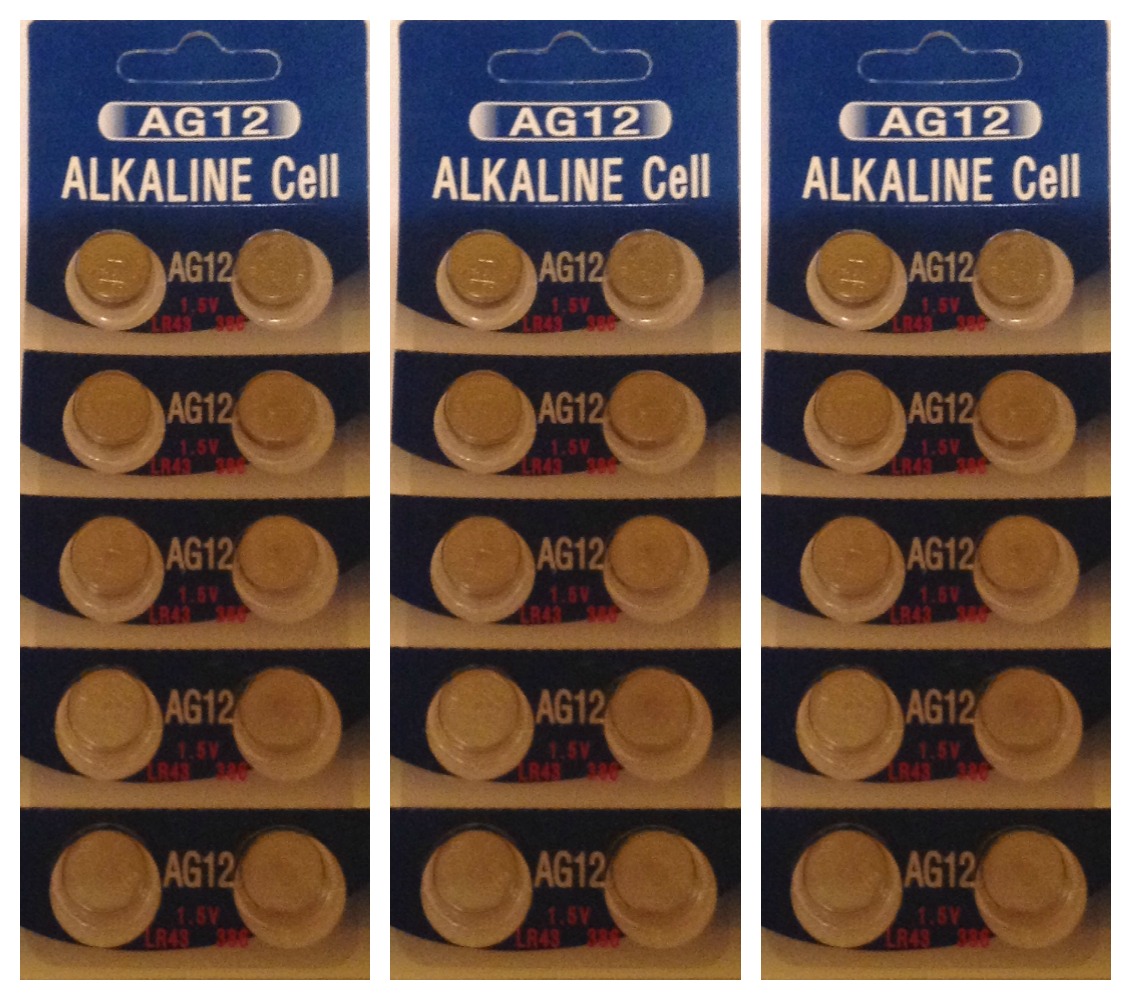 AG12 / LR43 Alkaline Button Watch Battery 1.5V - 30 Pack - FREE SHIPPING
