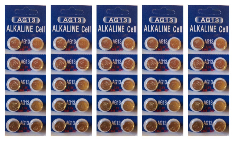 AG13 / LR44 Alkaline Button Watch Battery 1.5V - 50 Pack + FREE SHIPPING!