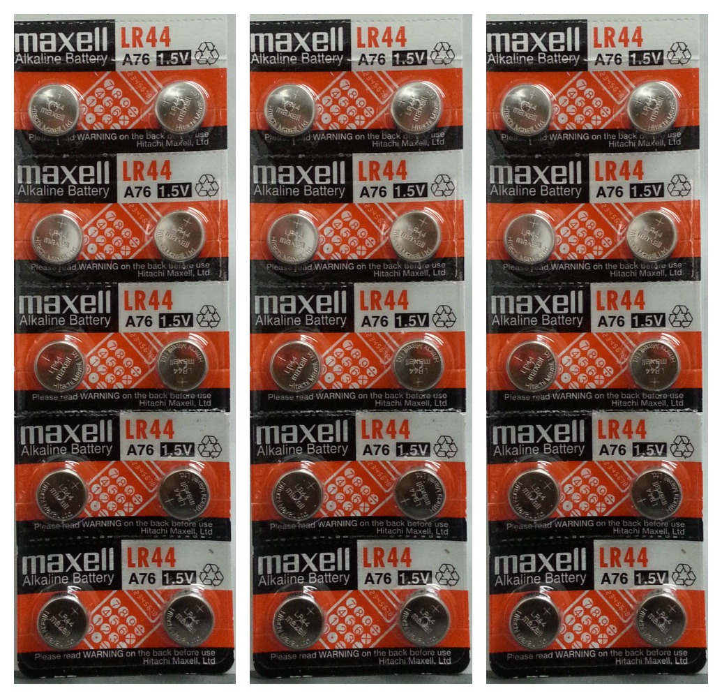 Maxell LR44 - A76 Alkaline Button Battery 1.5V - 30 Pack + FREE SHIPPING!